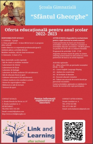 Oferta Educationala pentru anul scolar 2022-2023